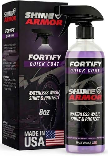 SHINE ARMOR Fortify Quick Coat - 8oz Ceramic Waterless Detailer Spray | 3-in-1 Wash, Wax & Nano-Ceramic Coating | Mirror Shine, Zero Streaks, No Dust Residue | 6-12 Month Protection | Made in USA
