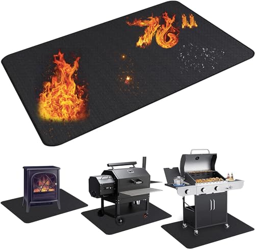 UBeesize Large 76x48 inches Under Grill Mat for Outdoor Grill,Double-Sided Fireproof Grill Pad for Fire Pit,Indoor Fireplace Mat Fire Pit Mat,Oil-Proof Waterproof BBQ Protector for Deck and Patio
