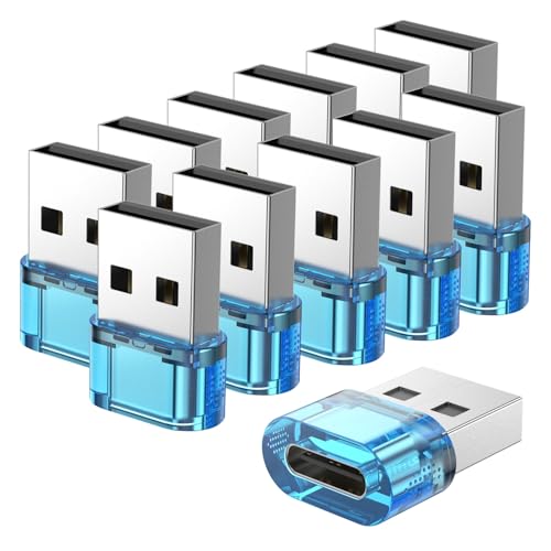 USBA Male to USB C Female Adapter 12Packs,USB to C Super Fast Charging/OTG Function, USB-A to USB-C Adapter Compatible with iPhone15 /16/17 Plus Pro Max/iPad Pro Air 4 Mini 6 and Other Devices (Blue