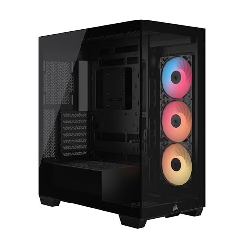 CORSAIR 3500X RS Reverse Fan ARGB Mid-Tower PC Case – 3X Pre-Installed Fans, Panoramic Glass, Spacious Interior, GPU Anti-Sag, Reverse Connection Motherboard Compatible – Black