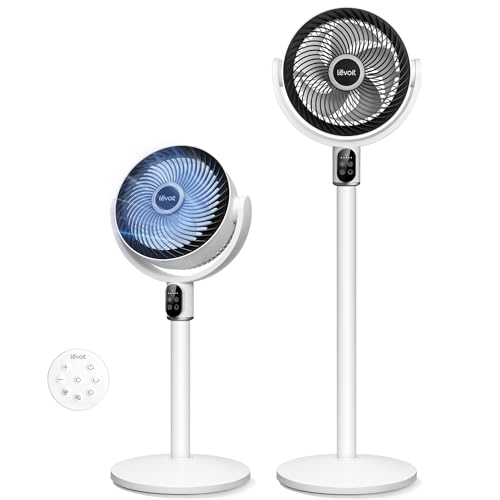 LEVOIT Standing Fan for Bedroom, 20dB Quiet Pedestal Fan for Sleep, 1024 CFM Ultra-High Airflow, 90° Oscillating Floor Fan, DC Motor, 5 Speeds, 12H Timer, Remote, for Home, Room, Office, White