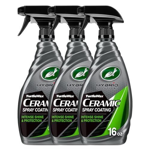 Turtle Wax Hybrid Solutions Ceramic Spray Coating, High Shine Car Wax, Offers Durable Paint Protection, Extreme Water Beading Action, Safe for Glass, Wheels, Trim and More, 16 oz (Pack of 3)