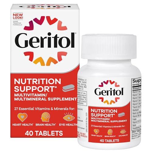 Geritol Multivitamin Supplement, Contains B-Vitamins, Antioxidants, Vitamins C, E & D and Iron, 27 Essential Vitamins and Minerals, Gluten-Free, Non-GMO, No Artificial Sweeteners, 40 Tablets