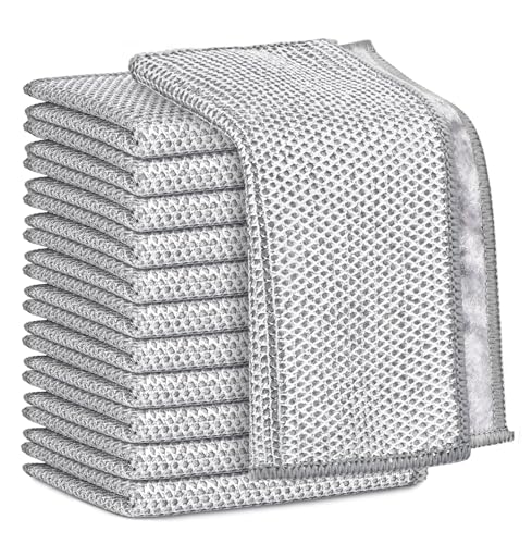 AIDEA Non Scratch Wire Dishcloth 12PK, Wire Dishwashing Rag for Wet and Dry, Dual Sided, Washable Dish Rags, Cleaning Pads Steel Scrubber for Cookware, Sinks, Dishes, Stove Tops, 7"×8"