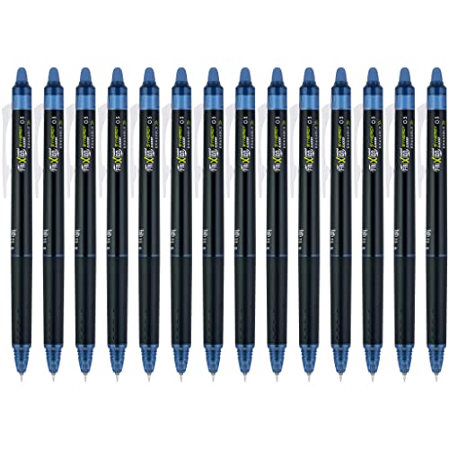 Pilot FriXion Synergy Clicker Erasable, Refillable, Retractable Gel Ink Pens, Extra Fine Point 0.5 mm, Pack of 14, Navy, FriXion Erasable Pens 0.5 - Ideal for School & Office Writing
