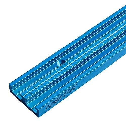 POWERTEC 71667 36" Double-Cut Profile Universal T-track with Predrilled Mounting Holes, Dual Laser Engraved Scale – Dual Purpose Track for Woodworking Jigs & Fixtures, Miter Saw Stand & Workbench