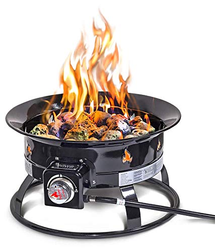 Outland Living Portable Propane Fire Pit, 19-inch, 58,000 BTU with Fire Pit Cover & Carry Kit, Smokeless Gas Firebowl | Perfect for Camping, Patio, Backyard, Tailgating, Deck, RV| Black 893 Deluxe