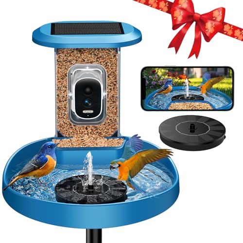 EAST OAK Smart Bird Feeder with Camera and Bird Bath 2-in-1, 160°Wide View 2K Ultra HD Live Camera with AI Identify 11000+ Species, Auto Capture & Real-time Notifications, Ideal Gift for Lover, Parent