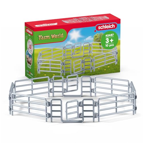 Schleich Farm World Corral Fence with Gate Toy Accessory - Highly Detailed and Durable Farm Animal Toy Accessory, Fun and Educational Play for Boys and Girls, Gift for Kids Ages 3+, Small