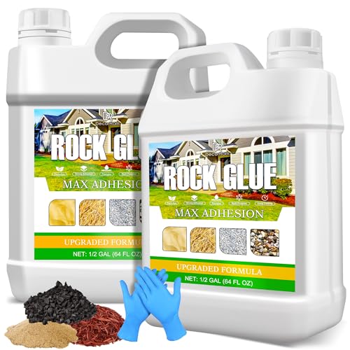 Mulch Glue for Landscaping, 1 Gallon Rocks Glue, Fast-Drying Adhesive for Rock, Gravel & Mulch, Non-Toxic, Long-Lasting Stabilizer for Pine Straw, Pebbles & Weed Barrier, Strong Spray for Outdoor