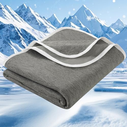 PHF Cooling Blanket Queen Size 90"x90", Double-Sided Cooling for Hot Sleepers (Q-Max 0.46+), Lightweight Breathable Summer Blanket for Night Sweats with Rayon Derived from Bamboo, Charcoal Grey