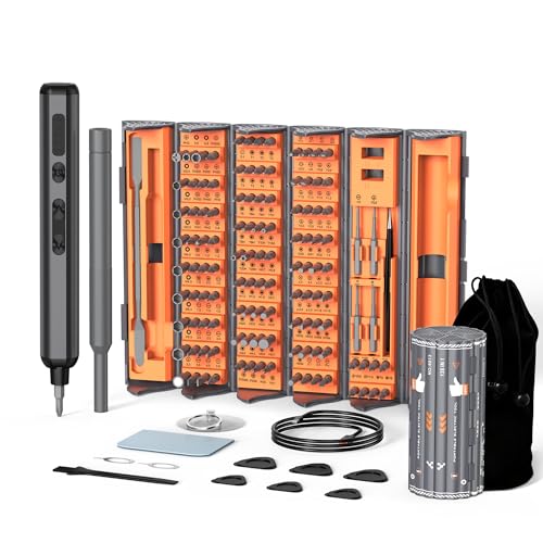 138-IN-1 Electric Screwdriver Set Cordless, Rechargeable Screw Driver with LED Light, 120 Precision Bits, Magnetic Storage Professional Home Repair Tool Kit for Electronics, Camera, Watch, PC RC