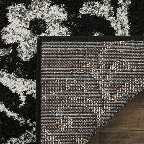 SAFAVIEH Adirondack Collection Area Rug - 9' Square, Black & Silver, Floral Glam Damask Distressed Design, Non-Shedding & Easy Care, Ideal for High Traffic Areas in Living Room, Bedroom (ADR114A)