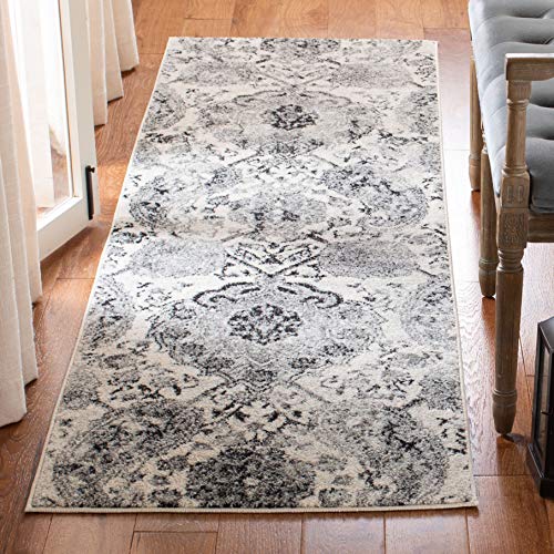 SAFAVIEH Madison Collection Runner Rug - 2'3" x 6', Cream & Silver, Boho Chic Glam Paisley Design, Non-Shedding & Easy Care, Ideal for High Traffic Areas in Living Room, Bedroom (MAD600D)