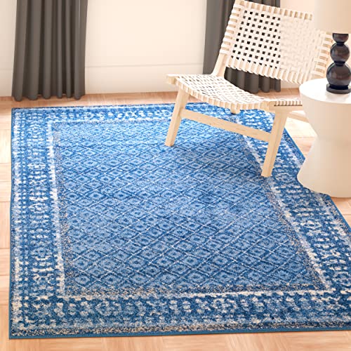 SAFAVIEH Adirondack Collection Accent Rug - 3' x 5', Light Blue & Dark Blue, Distressed Design, Non-Shedding & Easy Care, Ideal for High Traffic Areas in Entryway, Living Room, Bedroom (ADR110F)