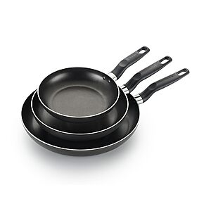 T-Fal Classic Nonstick Fry Pan Set 3 Piece: 8, 9.5, & 12 Inch, Oven Broiler Safe 350F, Kitchen Cookware Set, Pots and Pans Set Non Stick, Frying Pans, Skillets, Dishwasher Safe, Black